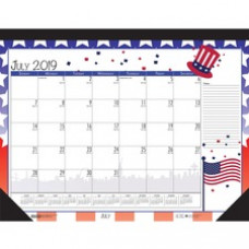 House of Doolittle Seasonal Holiday Academic Desk Pad - Academic - Julian Dates - Monthly - 12 Month - July 2022 - June 2023 - 1 Month Single Page Layout - Desk Pad - Black - Leatherette - 17