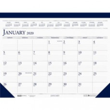 House of Doolittle Perforated Top Desk Pad Calendar Monthly - 12 Month - January 2024- December 2024 - 1 Month Single Page Layout - 22" x 17" Sheet Size - 2.13" x 3" - Blue - Vinyl, Leather - 17" Height x 22" Width