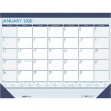 House of Doolittle Contempo Desk Pad - Large Size - Professional - Julian Dates - Monthly - 12 Month - January 2023 - December 2023 - 1 Month Single Page Layout - Desk Pad - Teal, Blue - Leatherette - 17