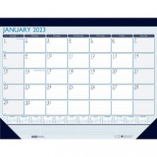 House of Doolittle Contempo Monthly Desk Pad - Professional - Julian Dates - Monthly - 12 Month - January 2023 - December 2023 - 1 Month Single Page Layout - Desk Pad - Blue - Leatherette - 13