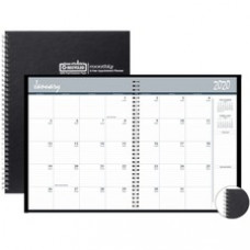 House of Doolittle Monthly Calendar Planner 2 Year Black Hard Cover 8-1/2 x 11 Inches - Julian Dates - Monthly - 24 Month - January 2023 - December 2024 - 1 Month Double Page Layout - Blue Sheet - Wire Bound - Silver - Leatherette - Black - 8.5