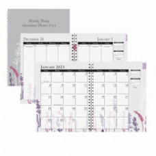 House of Doolittle Wild Flower Weekly/Monthly Planner - Julian Dates - Monthly, Weekly - 12 Month - January - December - 1 Week, 1 Month Double Page Layout - Spiral Bound - Multi - Paper - 11
