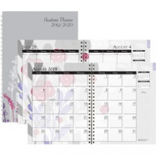 House of Doolittle Academic Wild Flower Weekly/Monthly Planner - Academic - Julian Dates - Monthly, Weekly - 12 Month - August - July - 1 Week, 1 Month Double Page Layout - Spiral Bound - Leatherette, Paper - 9