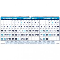 House of Doolittle 3-month Horizontal Wall Calendar - Julian Dates - Monthly, Daily - 14 Month - December 2022 - January 2024 - 12