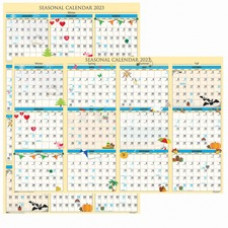House of Doolittle Seasonal Laminated Reversible Calendar - 12 Month - January - December - Multi - 37