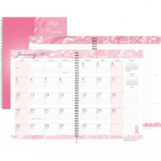 House of Doolittle BCA Pink Cover Monthly Wirebound Journal - Julian Dates - Monthly - 1 Year - January 2023 - December 2023 - 1 Month Single Page Layout - 7