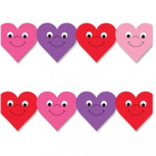 Hygloss Happy Hearts Design Border Strips - 12 (Happy Hearts) Shape - Damage Resistant, Durable, Long Lasting - 36
