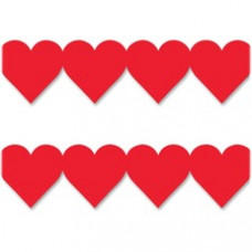Hygloss Red Heart Globe Design Border Strips - 12 (Heart) Shape - Damage Resistant, Durable, Long Lasting - 36