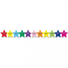 Hygloss Colorful Happy Stars Border Strips - 12 (Happy Stars) Shape - Damage Resistant, Durable, Long Lasting - 36