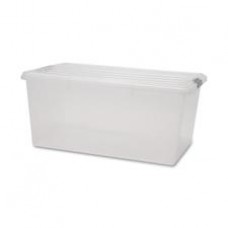 Iris Clear Storage Boxes with Lids - External Dimensions: 17.5" Width x 26.1" Depth x 11.9" Height - 17 gal - Stackable - Polypropylene - Clear - For Multipurpose - 5 / Carton