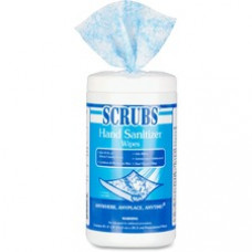 SCRUBS Hand Sanitizer Wipes - Blue, White - Abrasive, Non-scratching - For Hand - 85 Quantity Per Canister - 6 / Carton