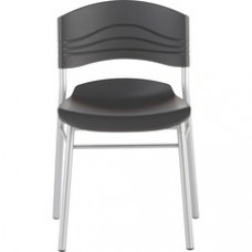 Iceberg CafeWorks Cafe Chairs, 2-Pack - Polyethylene Black Seat - Polyethylene Back - Powder Coated Steel Frame - Four-legged Base - Graphite - 21