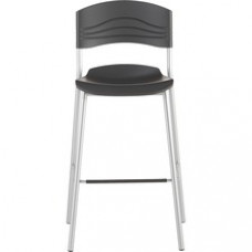 Iceberg CafeWorks Bistro Stool - Polyethylene Black Seat - Polyethylene Back - Powder Coated Steel Frame - Graphite - 23