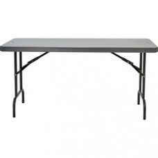 Iceberg IndestrucTable Commercial Folding Table - Charcoal Rectangle Top - Powder Coated Gray Round Leg Base - 60