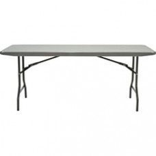 Iceberg IndestrucTable Commercial Folding Table - Charcoal Rectangle Top - Powder Coated Gray Round Leg Base - 72