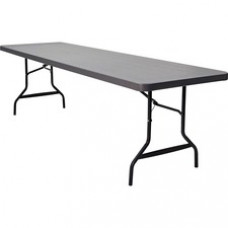 Iceberg IndestrucTable Commercial Folding Table - Charcoal Rectangle Top - Powder Coated Gray Round Leg Base - 96