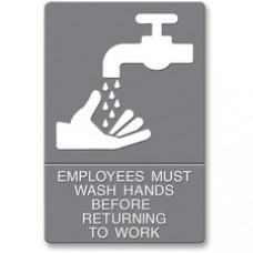 Headline Signs Employees Wash Hands Sign - 1 Each - EMPLOYEES MUST WASH HANDS BEFORE RETURNING TO WORK Print/Message - 6
