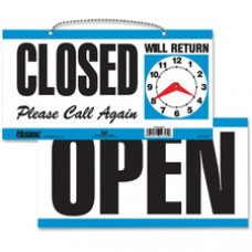 Headline Signs OPEN/CLOSED 2-sided Sign - 1 Each - Open/Closed/Please Call Again/Will Return Print/Message - 11.5