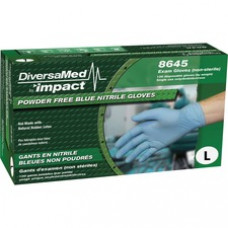 DiversaMed Powder-Free Nitrile Gloves - Large Size - For Right/Left Hand - Blue - Durable, Latex-free, Powder-free, Disposable, Beaded Cuff, Textured Grip, Comfortable - For Medical, Dental, Food Service, Healthcare Working, Laboratory Application -
