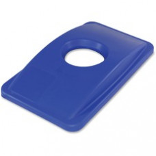 Thin Bin Round Cut Out Blue Lid - Rectangular - 4 / Carton - Blue
