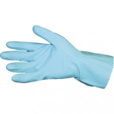 Value-Plus Flock Lined Latex Gloves - Chemical, Abrasion Protection - Large Size - Blue - Acid Resistant, Oil Resistant, Anti-bacterial - For General Purpose, Janitorial Use, Hospital, Food Handling - 1 Dozen - 12