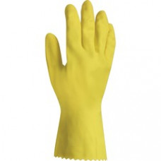 ProGuard Flock Lined Latex Gloves - Chemical Protection - Large Size - Yellow - Embossed Grip, Flock-lined, Abrasion Resistant, Detergent Resistant, Acid Resistant, Alkali Resistant, Fat Resistant, Oil Resistant, Germs-free, Mediumweight - For Janitorial 