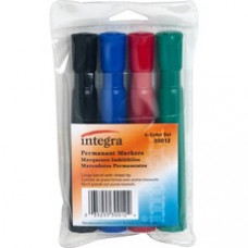 Integra Permanent Chisel Markers - Chisel Marker Point Style - Assorted - 4 / Set