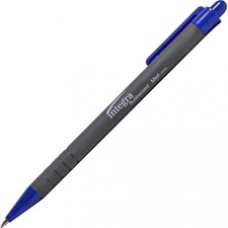Integra Rubber Barrel Retractable Ballpoint Pens - Medium Pen Point - 1 mm Pen Point Size - Blue - Rubber Barrel - 12 / Dozen