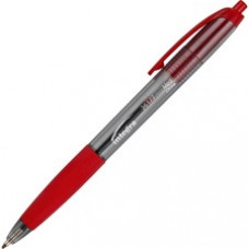 Integra Rubber Grip Retractable Pens - Medium Pen Point - 1 mm Pen Point Size - Red - Red Barrel - 12 / Dozen