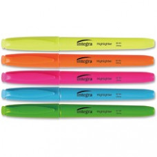 Integra Pen Style Fluorescent Highlighters - Chisel Marker Point Style - Assorted - 5 / Set
