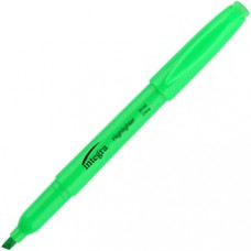 Integra Pen Style Fluorescent Highlighters - Chisel Marker Point Style - Green - 12 / Dozen