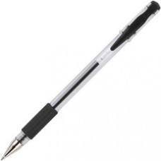 Integra Gel Ink Stick Pens - Black Gel-based Ink - Clear, Chrome Barrel - 12 / Dozen