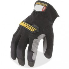 Ironclad WorkForce All-purpose Gloves - Large Size - Thermoplastic Rubber (TPR) Knuckle, Thermoplastic Rubber (TPR) Cuff, Synthetic Leather, Terrycloth - Black, Gray - Impact Resistant, Abrasion Resistant, Durable, Reinforced - For Multipurpose, Home, Sho