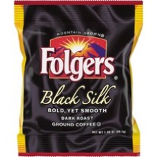Folgers Black Silk Ground Coffee Fraction Pack Ground - Regular - Black Silk - Dark/Bold/Smooth - 1.4 oz - 42 / Carton
