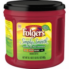 Folgers Simply Smooth Medium Ground Coffee Ground - Regular - Medium - 31.1 oz Per Canister - 1 Each