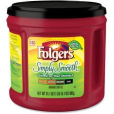 Folgers® Ground Simply Smooth Coffee - Medium - 31.1 oz Per Canister - 6 / Carton