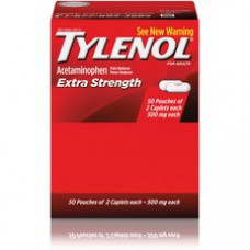 Tylenol Extra Strength Caplets - For Headache, Fever, Muscular Pain, Backache, Arthritis, Common Cold, Toothache, Premenstrual Cramp, Menstrual Cramp - 50 / Box - 2 Per Packet