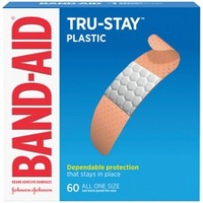 Band-Aid Plastic Strips Adhesive Bandages - 0.75" - 60/Box - Tan