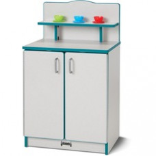 Rainbow Accents - Culinary Creations Kitchen Cupboard - Teal - 1 Each - Teal, Gray, Chrome - Wood