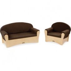 Jonti-Craft Komfy Sofa/Chair 2-piece Set - Rounded Edge - Material: Fabric, Foam, Acrylic - Finish: Baltic, Espresso