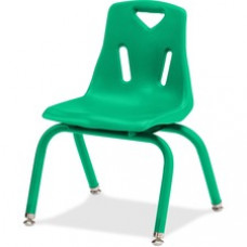 Berries Stacking Chair - Steel Frame - Four-legged Base - Green - Polypropylene - 15.5