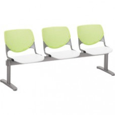 KFI Kool 3 Seat Beam Chair - White Polypropylene Seat - Lime Green Polypropylene, Aluminum Alloy Back - Powder Coated Silver Tubular Steel Frame - 1 Each