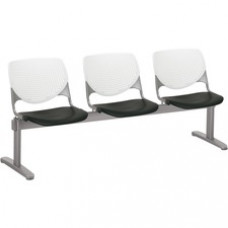 KFI Kool 3 Seat Beam Chair - Black Polypropylene Seat - White Polypropylene, Aluminum Alloy Back - Powder Coated Silver Tubular Steel Frame - 1 Each