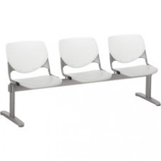 KFI Kool 3 Seat Beam Chair - Light Gray Polypropylene Seat - White Polypropylene, Aluminum Alloy Back - Powder Coated Silver Tubular Steel Frame - 1 Each
