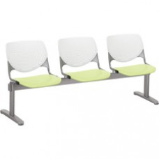 KFI Kool 3 Seat Beam Chair - Lime Green Polypropylene Seat - White Polypropylene, Aluminum Alloy Back - Powder Coated Silver Tubular Steel Frame - 1 Each
