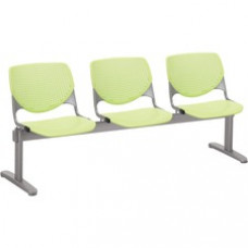 KFI Kool 3 Seat Beam Chair - Lime Green Polypropylene Seat - Lime Green Polypropylene, Aluminum Alloy Back - Powder Coated Silver Tubular Steel Frame - 1 Each