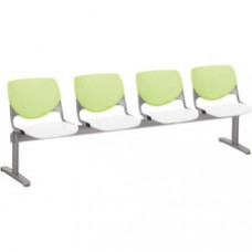 KFI Kool 4 Seat Beam Chair - White Polypropylene Seat - Lime Green Polypropylene, Aluminum Alloy Back - Powder Coated Silver Tubular Steel Frame - 1 Each