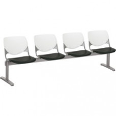 KFI Kool 4 Seat Beam Chair - Black Polypropylene Seat - White Polypropylene, Aluminum Alloy Back - Powder Coated Silver Tubular Steel Frame - 1 Each