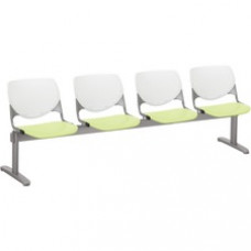 KFI Kool 4 Seat Beam Chair - Lime Green Polypropylene Seat - White Polypropylene, Aluminum Alloy Back - Powder Coated Silver Tubular Steel Frame - 1 Each