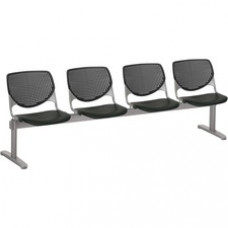 KFI Kool 4 Seat Beam Chair - Black Polypropylene Seat - Black Polypropylene, Aluminum Alloy Back - Powder Coated Silver Tubular Steel Frame - 1 Each